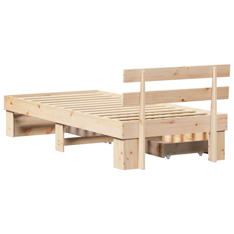 Casa si Gradina - Mobilier - Paturi si accesorii - Paturi - Cadru de pat cu sertar cu headboard cu depozitare Maro 90 x 200 cm Lemn de brad - Infinity.ro