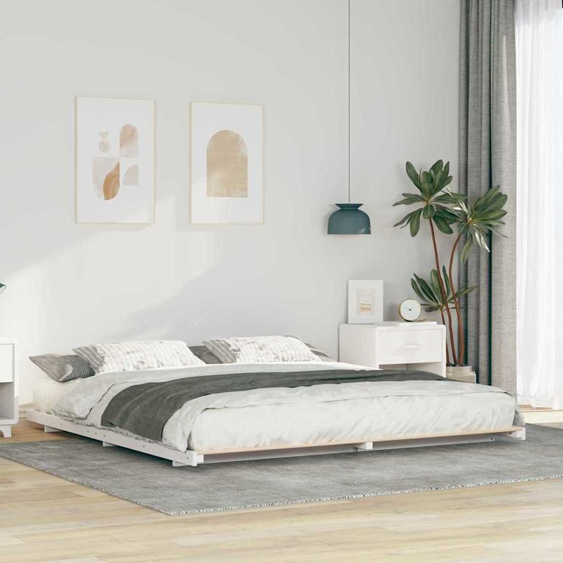Casa si Gradina - Mobilier - Paturi si accesorii - Paturi - Cadru de pat de podea Alb 200 x 210 cm Lemn masiv de pin - Infinity.ro
