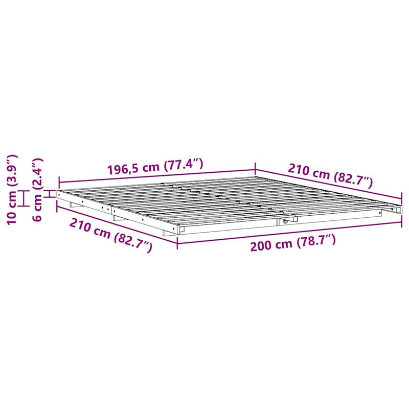 Casa si Gradina - Mobilier - Paturi si accesorii - Paturi - Cadru de pat de podea Alb 200 x 210 cm Lemn masiv de pin - Infinity.ro