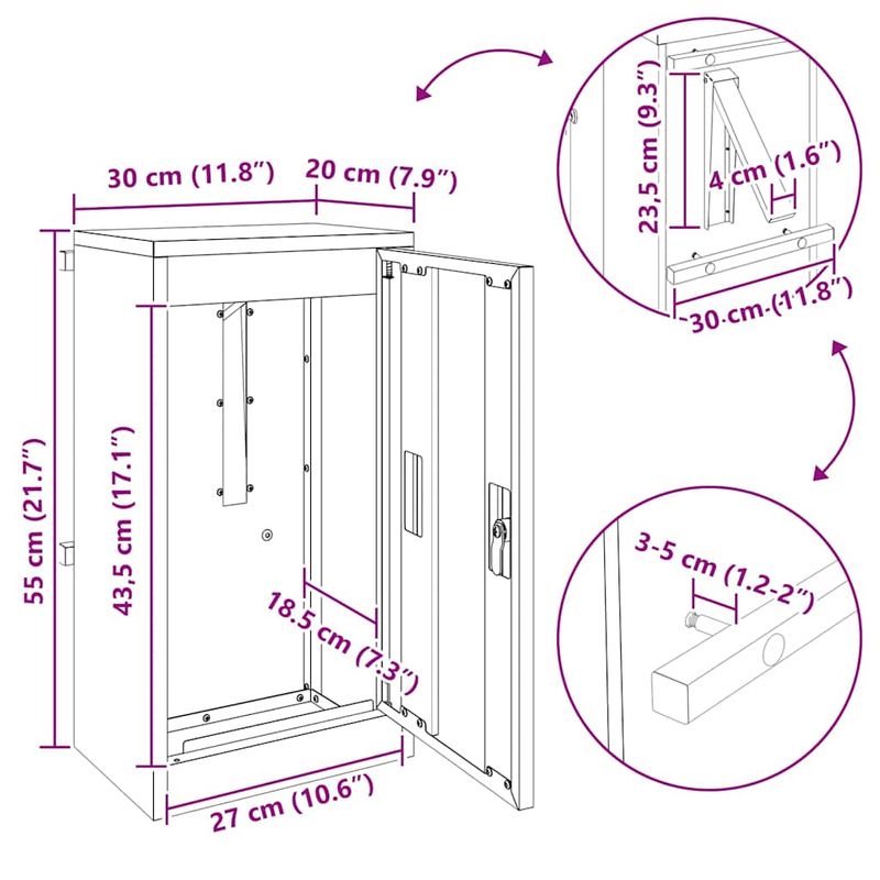 Casa si Gradina - Constructii - Depozitare, transport si protectie - Cutii postale - cutie postala Negru 30 x 23 x 55 cm Otel galvanizat - Infinity.ro