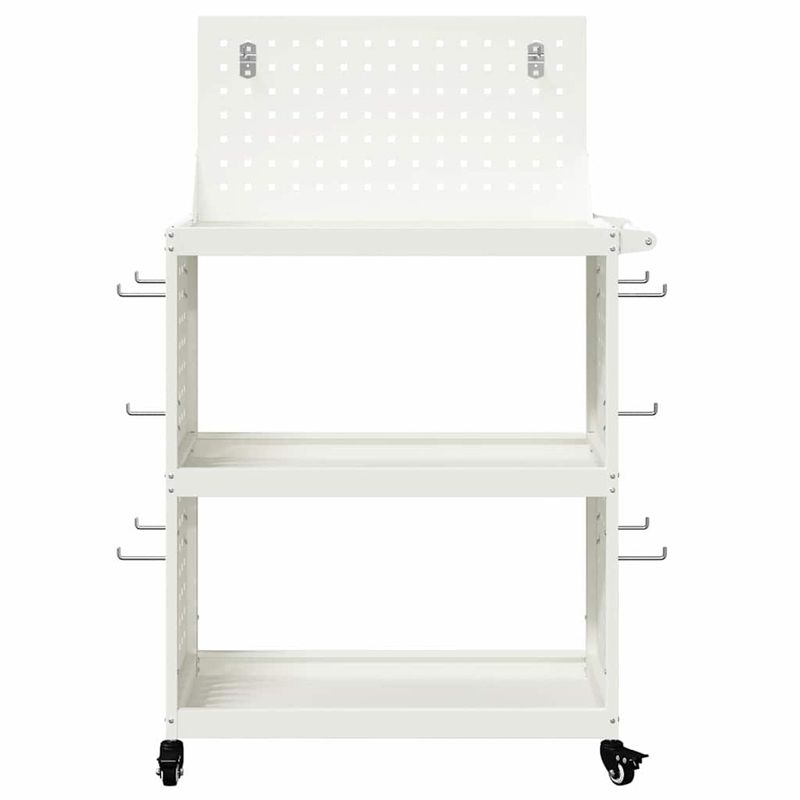 Casa si Gradina - Constructii - Depozitare, transport si protectie - Organizatoare si cutii scule - Carucior pentru unelte cu raft cu roata cu depozitare Manual Alb 65 x 35 x 111 cm Metal - Infinity.ro
