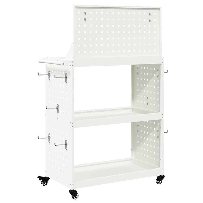 Casa si Gradina - Constructii - Depozitare, transport si protectie - Organizatoare si cutii scule - Carucior pentru unelte cu raft cu roata cu depozitare Manual Alb 65 x 35 x 111 cm Metal - Infinity.ro