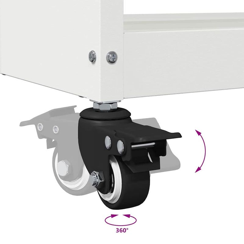 Casa si Gradina - Constructii - Depozitare, transport si protectie - Organizatoare si cutii scule - Carucior pentru unelte cu raft cu roata cu depozitare Manual Alb 65 x 35 x 111 cm Metal - Infinity.ro