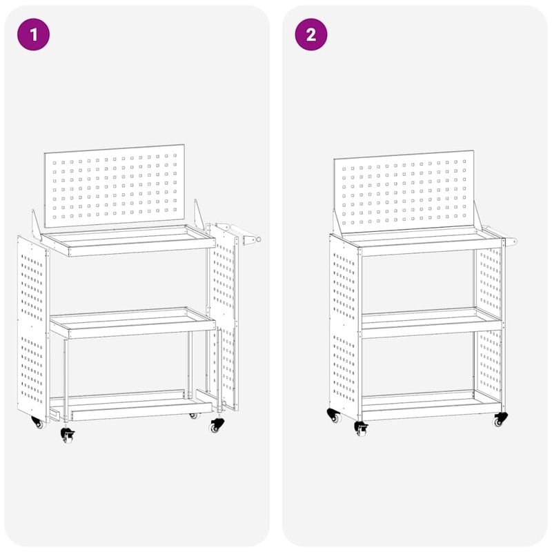 Casa si Gradina - Constructii - Depozitare, transport si protectie - Organizatoare si cutii scule - Carucior pentru unelte cu raft cu roata cu depozitare Manual Alb 65 x 35 x 111 cm Metal - Infinity.ro