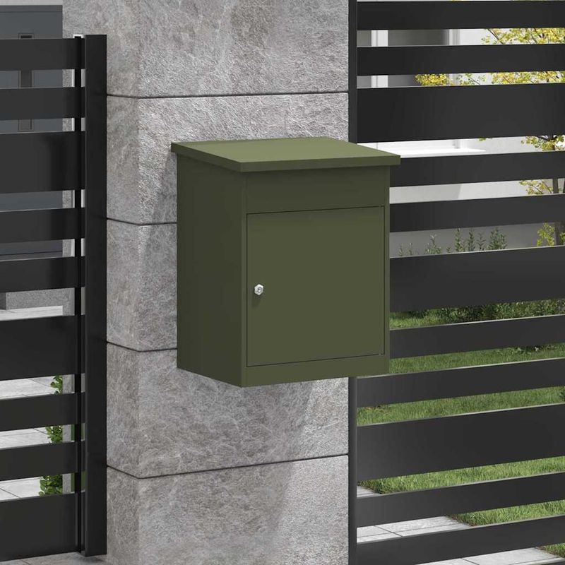 Casa si Gradina - Constructii - Depozitare, transport si protectie - Cutii postale - Cutie pentru colet Olivengrønn 44 x 35 x 59 cm Otel - Infinity.ro