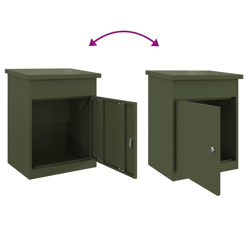 Casa si Gradina - Constructii - Depozitare, transport si protectie - Cutii postale - Cutie pentru colet Olivengrønn 44 x 35 x 59 cm Otel - Infinity.ro