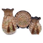 Casa si Gradina - Decoratiuni - Obiecte decorative - Vaze si boluri decorative - Set 2 vaze decorative si farfurie din ceramica, Flori, Maro, 468G - Infinity.ro