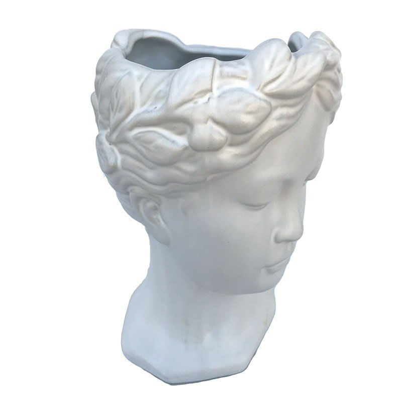 Casa si Gradina - Decoratiuni - Obiecte decorative - Vaze si boluri decorative - Vaza decorativa, Cap de barbat, 22 cm, Alb, 465H - Infinity.ro