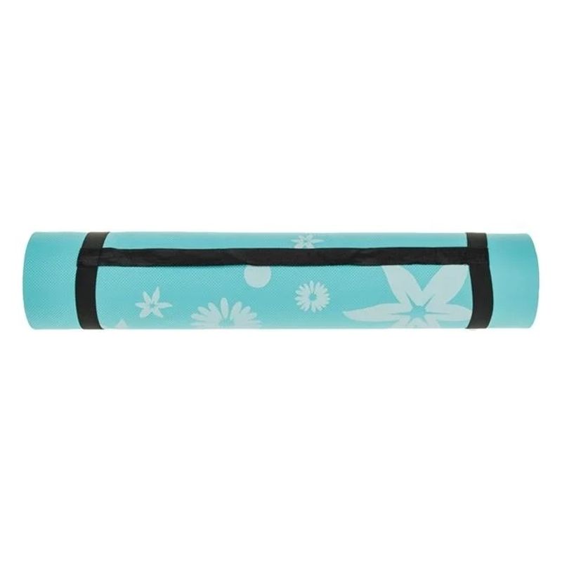 Sport si Outdoor - Fitness - Accesorii fitness - Saltele fitness - Saltea pentru yoga, fitness, aerobic, din spuma, cu Model Floral, 180x60x0.6cm, Turcoaz - Infinity.ro