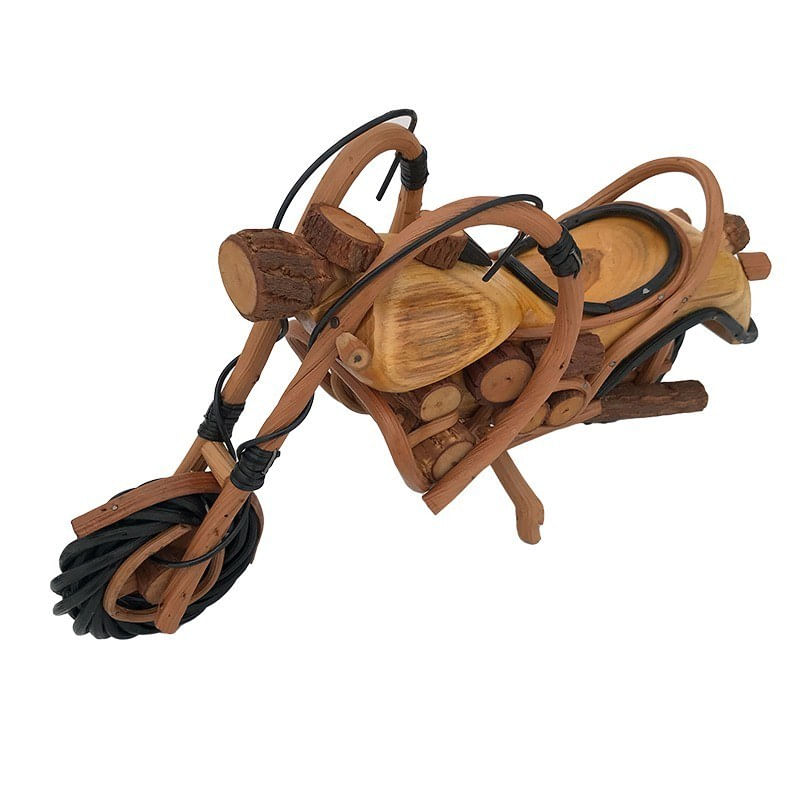 Casa si Gradina - Decoratiuni - Obiecte decorative - Accesorii decorative - Statueta decorativa in forma de motocicleta din lemn, Maro, 40 cm, 55ST - Infinity.ro