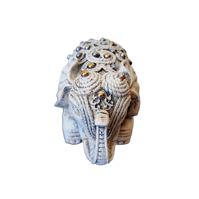 Casa si Gradina - Decoratiuni - Obiecte decorative - Accesorii decorative - Statueta decorativa, Elefant cu perle, Gri, 14 cm, DVSAS072 - Infinity.ro
