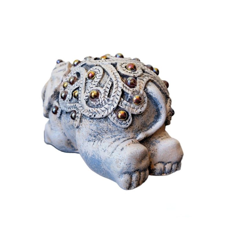 Casa si Gradina - Decoratiuni - Obiecte decorative - Accesorii decorative - Statueta decorativa, Elefant cu perle, Gri, 14 cm, DVSAS072 - Infinity.ro