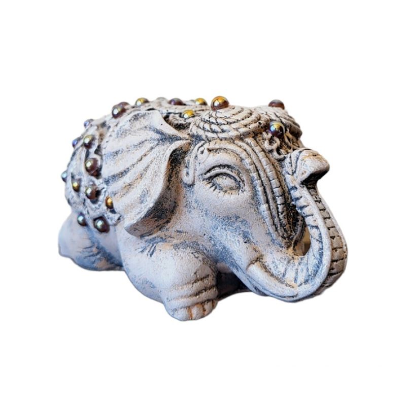 Casa si Gradina - Decoratiuni - Obiecte decorative - Accesorii decorative - Statueta decorativa, Elefant cu perle, Gri, 14 cm, DVSAS072 - Infinity.ro