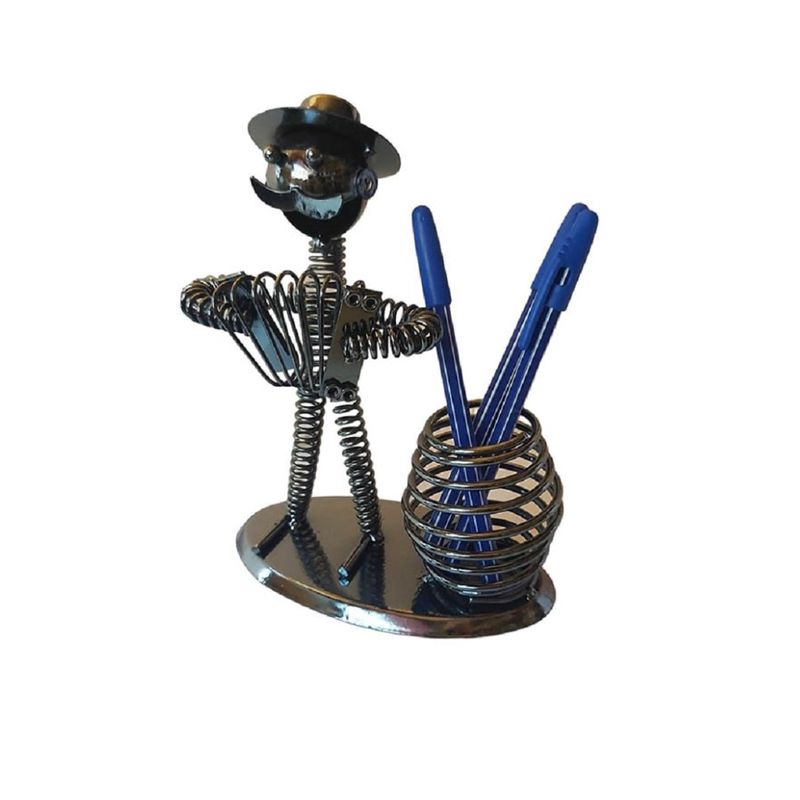 Casa si Gradina - Decoratiuni - Obiecte decorative - Accesorii decorative - Ornament decorativ, Muzicant din metal cu suport de pixuri, Nergu, 18 cm, 356-5DX - Infinity.ro