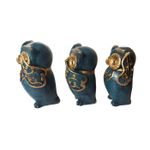 Casa si Gradina - Decoratiuni - Obiecte decorative - Accesorii decorative - Statueta decorativa,Bufnite, Nu vad, Nu aud, Nu vorbesc, Albastru, 15 cm, 575KA - Infinity.ro