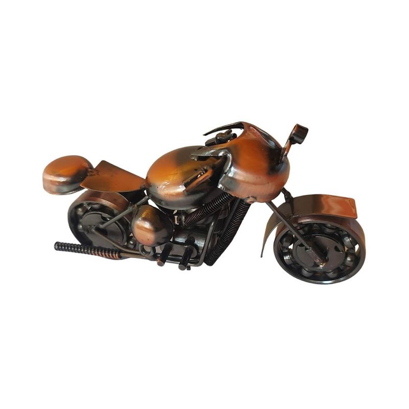 Casa si Gradina - Decoratiuni - Obiecte decorative - Accesorii decorative - Motocicleta decorativa, Din metal, Maro, 17 cm, 356-3D1 - Infinity.ro