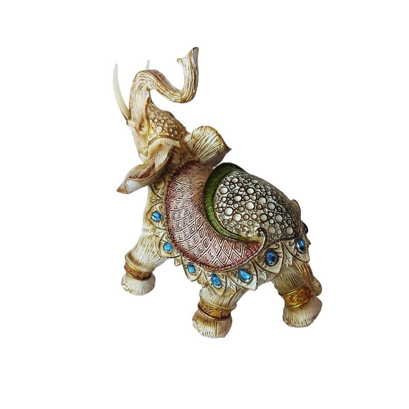 Casa si Gradina - Decoratiuni - Obiecte decorative - Accesorii decorative - Statueta Decorativa, Elefant cu trompa in sus, Crem, 20 cm, GA24505 - Infinity.ro