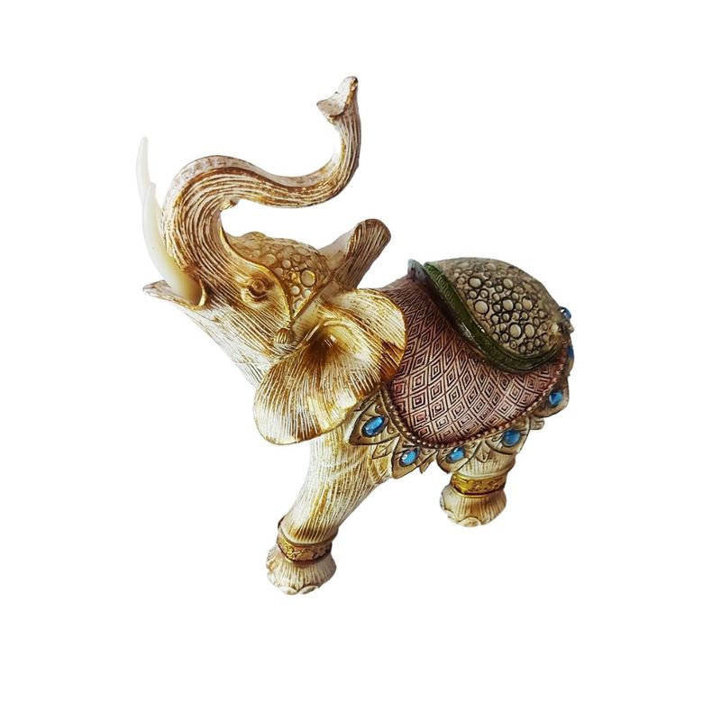 Casa si Gradina - Decoratiuni - Obiecte decorative - Accesorii decorative - Statueta Decorativa, Elefant cu trompa in sus, Crem, 20 cm, GA24505 - Infinity.ro