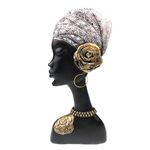 Casa si Gradina - Decoratiuni - Obiecte decorative - Accesorii decorative - Statueta decorativa, Femeie Africana cu trandafir, Alb, 30 cm,  1174HG-1 - Infinity.ro
