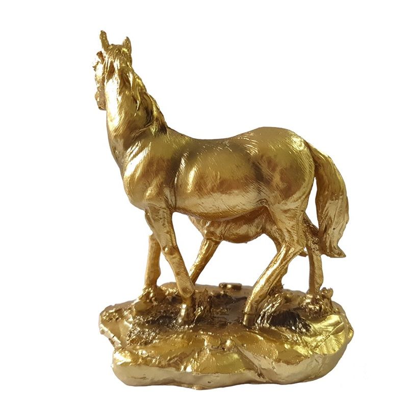 Casa si Gradina - Decoratiuni - Obiecte decorative - Accesorii decorative - Statueta decorativa, Cal si manz,  Auriu, 13 cm, XQ202149 - Infinity.ro