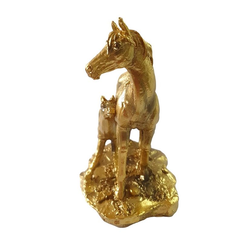 Casa si Gradina - Decoratiuni - Obiecte decorative - Accesorii decorative - Statueta decorativa, Cal si manz,  Auriu, 13 cm, XQ202149 - Infinity.ro