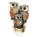 Casa si Gradina - Decoratiuni - Obiecte decorative - Accesorii decorative - Statueta decorativa, Familie de bufnite asezate pe trunchi de copac, 15 cm, 203H - Infinity.ro