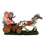 Casa si Gradina - Decoratiuni - Obiecte decorative - Accesorii decorative - Statueta, in forma de caleasca cu 2 copii, 20 cm, 1266G-1 - Infinity.ro
