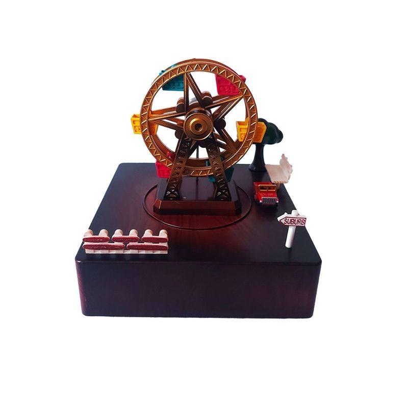 Casa si Gradina - Decoratiuni - Obiecte decorative - Accesorii decorative - Cutie muzicala, cu cheita, Circuit in jurul roatei cu cheita, Maro, 15 cm, YL2024 - Infinity.ro