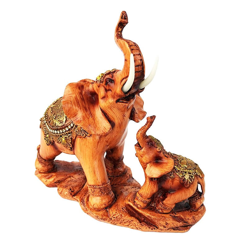 Casa si Gradina - Decoratiuni - Obiecte decorative - Accesorii decorative - Statueta decorativa, Elefant cu pui, Maro, 21 cm, 511H - Infinity.ro