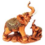 Casa si Gradina - Decoratiuni - Obiecte decorative - Accesorii decorative - Statueta decorativa, Elefant cu pui, Maro, 21 cm, 511H - Infinity.ro