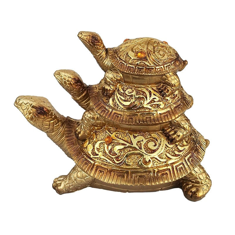 Casa si Gradina - Decoratiuni - Obiecte decorative - Accesorii decorative - Statueta decorativa, Broaste testoase suprapuse, Auriu, 14 cm, 213H - Infinity.ro