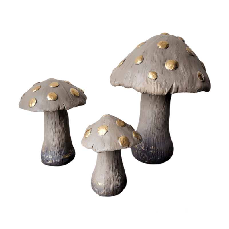 Casa si Gradina - Decoratiuni - Obiecte decorative - Accesorii decorative - Statueta decorative, Set 3 Ciuperci, Gri, 20 cm, DVTEB001 - Infinity.ro