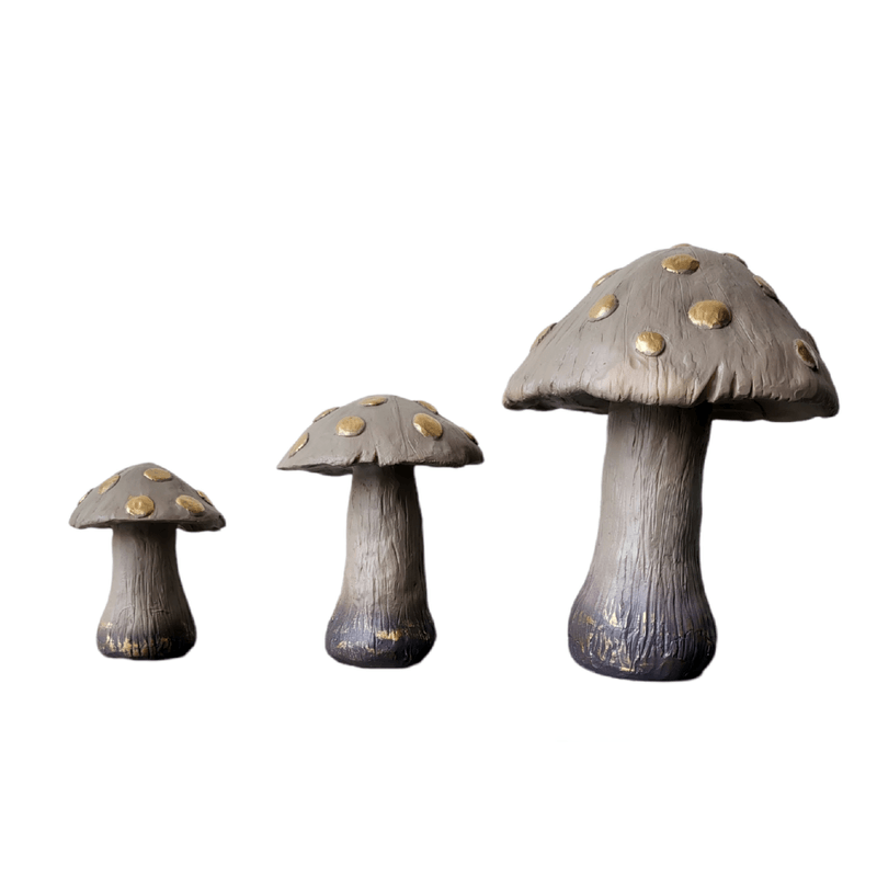 Casa si Gradina - Decoratiuni - Obiecte decorative - Accesorii decorative - Statueta decorative, Set 3 Ciuperci, Gri, 20 cm, DVTEB001 - Infinity.ro