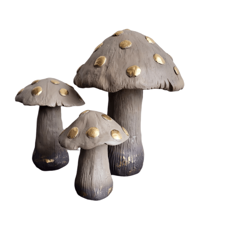 Casa si Gradina - Decoratiuni - Obiecte decorative - Accesorii decorative - Statueta decorative, Set 3 Ciuperci, Gri, 20 cm, DVTEB001 - Infinity.ro