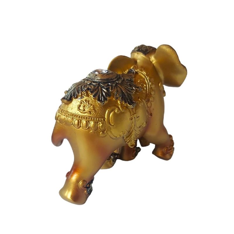 Casa si Gradina - Decoratiuni - Obiecte decorative - Accesorii decorative - Statueta decorativa, Elefant cu pui, Auriu, 15 cm, XQ13009 - Infinity.ro