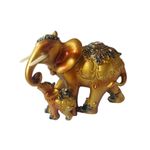 Casa si Gradina - Decoratiuni - Obiecte decorative - Accesorii decorative - Statueta decorativa, Elefant cu pui, Auriu, 15 cm, XQ13009 - Infinity.ro