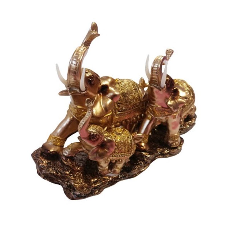 Casa si Gradina - Decoratiuni - Obiecte decorative - Accesorii decorative - Statueta elefanti mama, tata si pui pe stanca, 29 cm, 33297JX - Infinity.ro