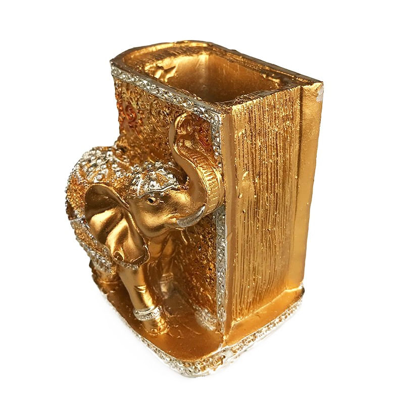 Casa si Gradina - Decoratiuni - Obiecte decorative - Accesorii decorative - Statueta in forma de elefant cu  suport pentru pixuri, Auriu, 10 cm, 842H - Infinity.ro