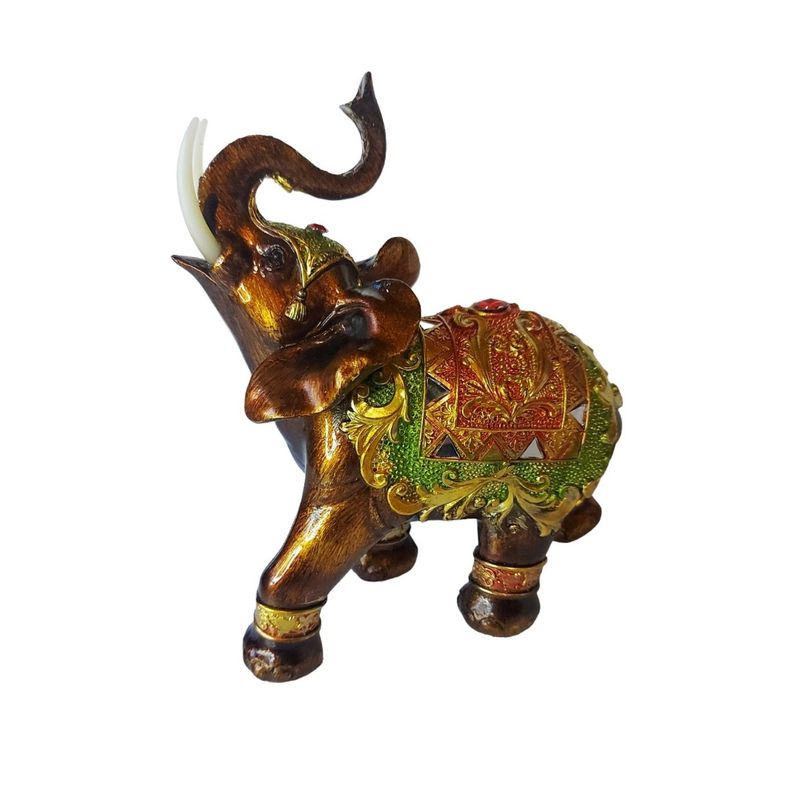 Casa si Gradina - Decoratiuni - Obiecte decorative - Accesorii decorative - Statueta Decorativa, Elefant cu trompa in sus, Maro, 20 cm, GA24407 - Infinity.ro