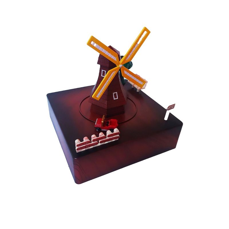 Casa si Gradina - Decoratiuni - Obiecte decorative - Accesorii decorative - Cutie muzicala, cu cheita, Circuit in jurul Moarei de vant cu cheita, Maro, 15 cm, YL2023 - Infinity.ro