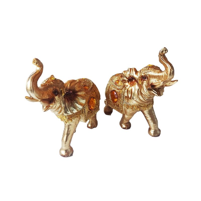 Casa si Gradina - Decoratiuni - Obiecte decorative - Accesorii decorative - Set 2 elefanti, Auriu, 20 cm, 150904C - Infinity.ro