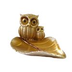 Casa si Gradina - Bucatarie si vesela - Vesela si tacamuri - Platouri de bucatarie - Fructiera decorativa, Bufnite pe frunza,  Auriu, 21 cm, GA21075-2A - Infinity.ro