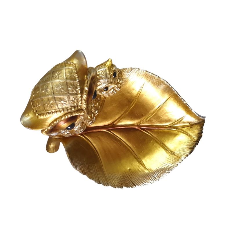 Casa si Gradina - Bucatarie si vesela - Vesela si tacamuri - Platouri de bucatarie - Fructiera decorativa, Bufnite pe frunza,  Auriu, 21 cm, GA21075-2A - Infinity.ro