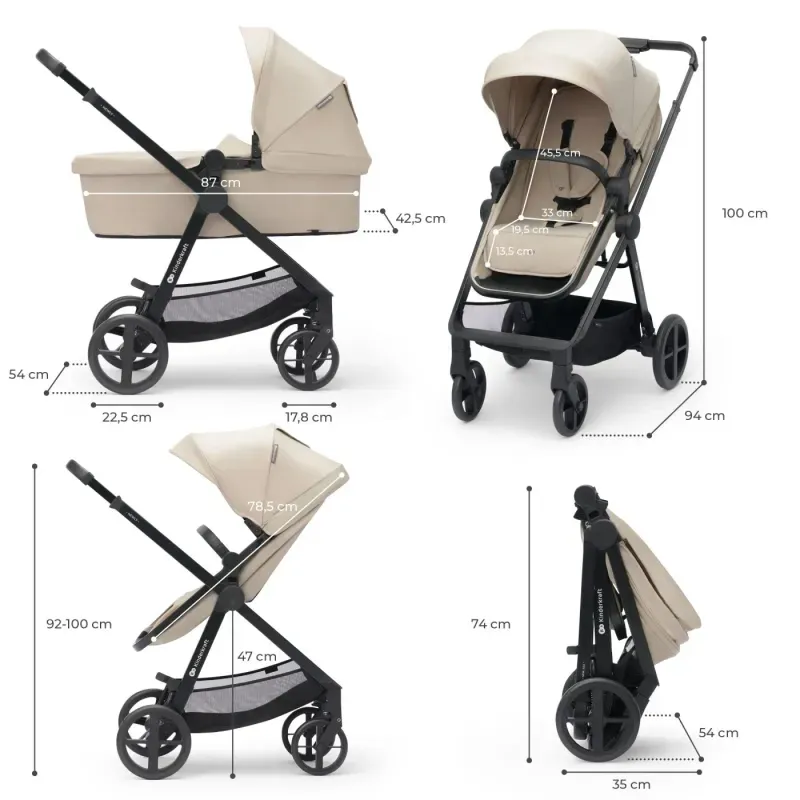 Jucarii, Copii si Bebe - Carucioare si articole de transport - Carucioare - Carucioare 3 in 1 - Carucior Kinderkraft Newly, 3 In 1, Bej - Infinity.ro