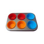 Casa si Gradina - Bucatarie si vesela - Vase pentru gatit - Tavi copt - Tava De Copt 6 Briose, 6  Cupe din silicon, 70COF - Infinity.ro