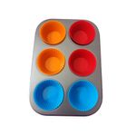 Casa si Gradina - Bucatarie si vesela - Vase pentru gatit - Tavi copt - Tava De Copt 6 Briose, 6  Cupe din silicon, 70COF - Infinity.ro