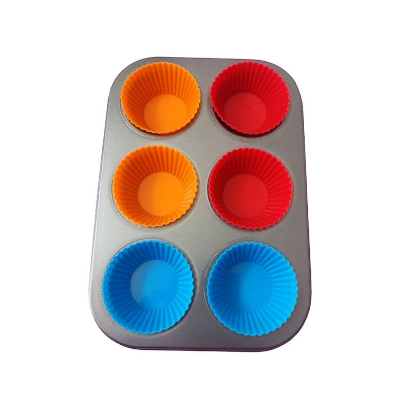 Casa si Gradina - Bucatarie si vesela - Vase pentru gatit - Tavi copt - Tava De Copt 6 Briose, 6  Cupe din silicon, 70COF - Infinity.ro