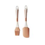 Casa si Gradina - Bucatarie si vesela - Ustensile bucatarie - Polonice, linguri si clesti de bucatarie - Set Spatula si Pensula din plastic cu silicon, Bej, 24 cm, 371COF-1 - Infinity.ro