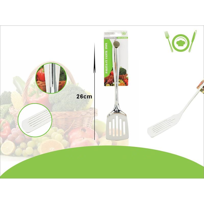 Casa si Gradina - Bucatarie si vesela - Ustensile bucatarie - Polonice, linguri si clesti de bucatarie - Paleta cu fante din inox, 26 cm, 460COF - Infinity.ro