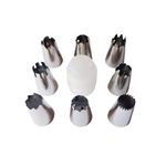 Casa si Gradina - Bucatarie si vesela - Ustensile bucatarie - Ustensile ornare prajituri - Set 8 duiuri ornat din inox cu adaptor inclus, 4.5 cm, Rose, 363COF - Infinity.ro